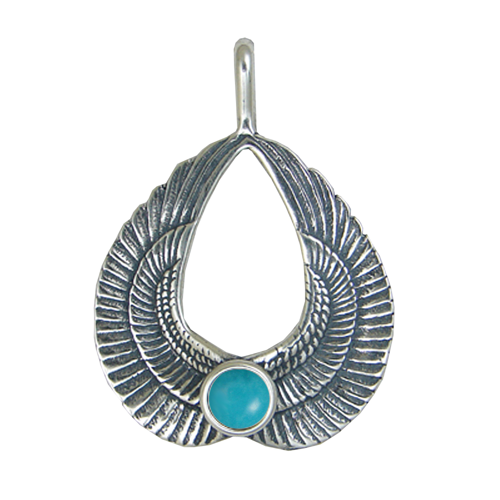 Sterling Silver Wings of Love Pendant With Turquoise